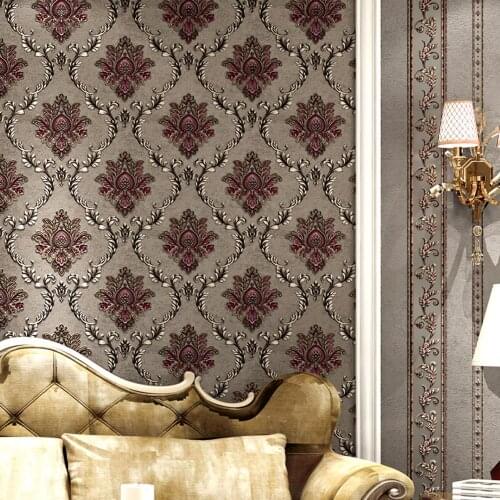 European 3D Damascus Wallpaper Sticker Modern Damask Floral Wall Paper Background Hotel Loft Wallcovering Mural Pvc Waterproof