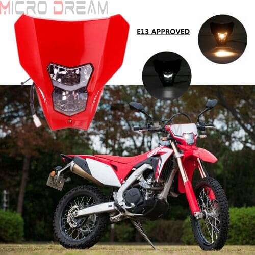 For Honda CRF450L MX Dual Sport E13 Headlight LED Enduro Head Light 2019-2020 Redmoto Off Road HI/LO Beam for CRF450XR Universal