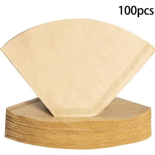 AD-100Pcs Coffee Filters Disposable Cone Paper Coffee Filter Natural Unbleached Filter 4-6 Cup for Pour Over Coffee Makers