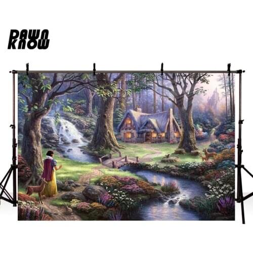 DAWNKNOW Forest Photography Background Snow White Backdrops Fairy Tale Tapestry Children Party Planning Photo Studio Props G042
