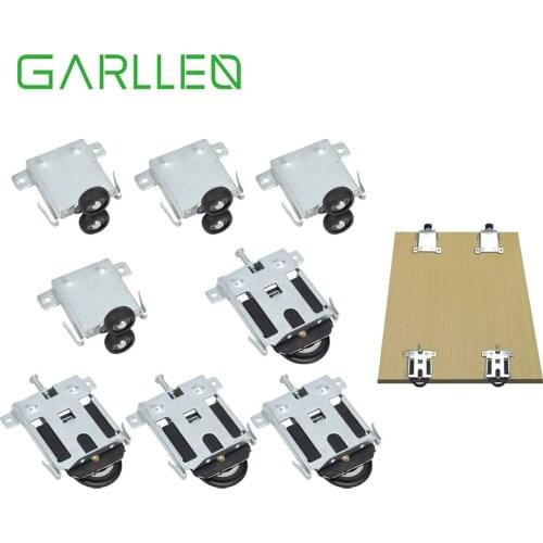 GARLLEN 4 pcs Sliding Door Rollers 2 pairs of Rollers Accessories For Kitchen Bathroom Closet Various Wooden Sliding Doors