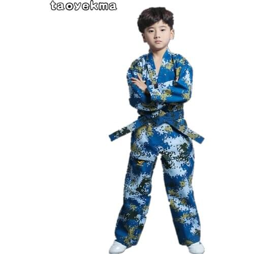 Camouflage Adult Childrens Taekwondo Wear Long Sleeved for Men and Women Taekwondo Clothing Training clothes T31