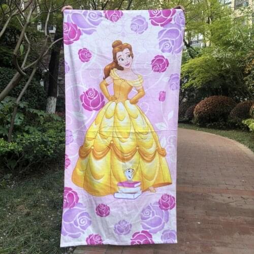 Beauty and the Beast Princess Belle Bath Towel Cartoon Cotton Beach Disney Towel Girls Kids Gift Summer Swimming Blanket Throw