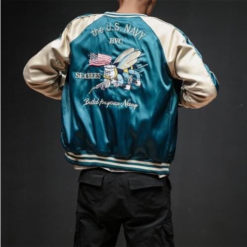 Jacket Men Two Sides Luxury Embroidery Bomber Souvenir Jacket Streetwear Hip Hop Baseball 2021 New Men Clothing Varsity Jacket