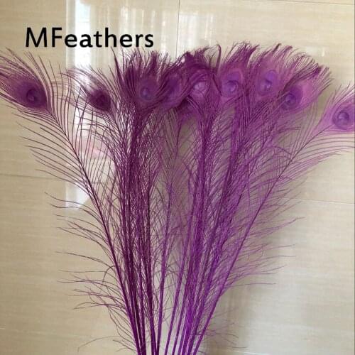 HOT SALE!!! 1000pcs/lot aubergine color Bleached&Dyed peacock tail feathers size range 10-100cm Peacock eyes for carnival decor