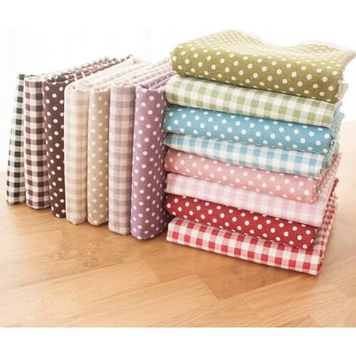 Linen Cotton Fabric Cloth For Patchwork Quilting Grid Fabrics DIY Bags Curtain Tablecloth Handmade Sewing Textile Materials