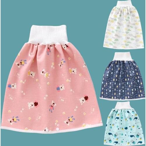 Toddler Soft Cotton Diaper Training Skirt High Waist Breathable Waterproof Washable Changing Pants