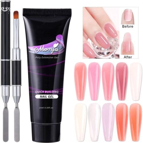 Monja 2 Pcs/Set 10 Styles Nail Art Dual End Painting BrushAcrylic Gel Builder Nail Extension UV Gel DIY Manicure Profession Kit