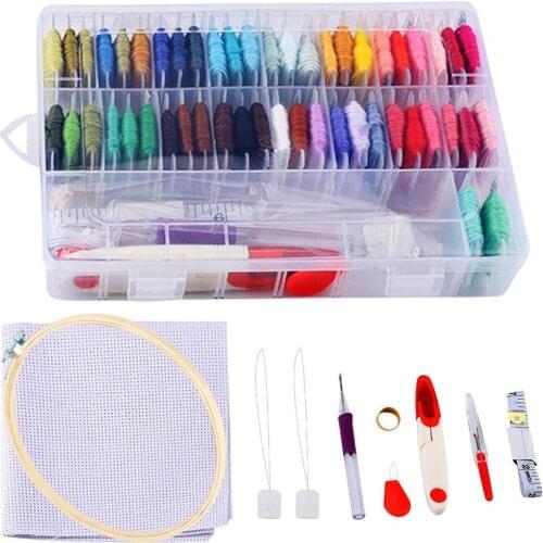 Cross Stitch Tool Kit Sewing Pins Cloth Embroidery Hoops Full Range of Hand Embroidery Kit for Adults and Kids Beginners