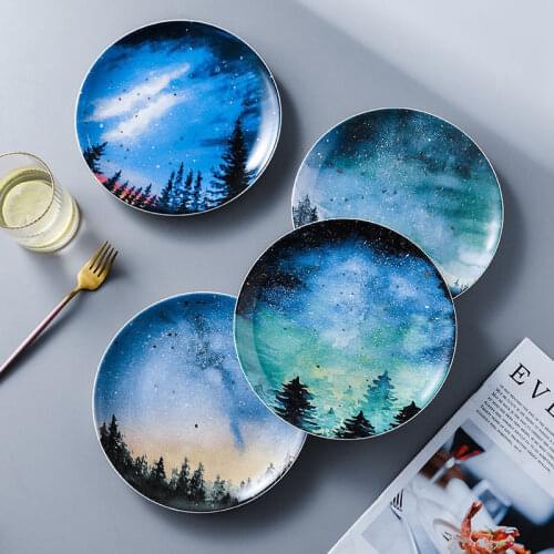Star universe plate set high quality ceramic tableware dinner plate Dessert dishes kitchen decoration 8 inch