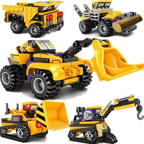NEW Ideas Technic Engineering Bulldozer Excavator Crane Mini Loader Truck Car Model Building Blocks Sets Bricks Toys City