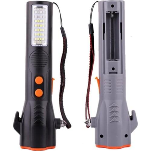 Rechargeable Ultra-Bright Tactical Flashlight with Red Blue Light, Window Breaker Hammer, Seat belt cutter, Alarm, Flashlight