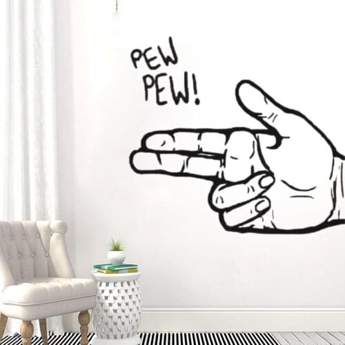 Pew Pew Hand Sign Wall Sticker Aesthetics Decal Art Home Bedroom Decoration A001366