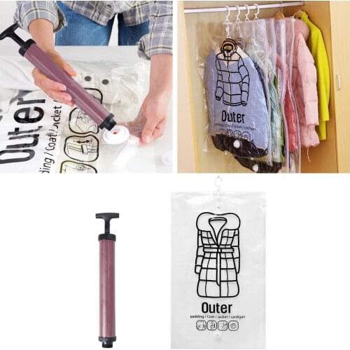 Closet Hanging Organizer Vacuum Bag For Clothes Storage Bag With Hanger Space Saving Clear Seal Bags Wardrobe Compressed Bag