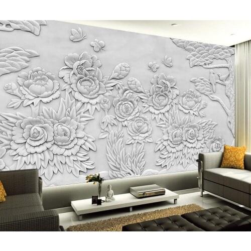 Custom 3d wallpaper Peony relief mural backdrop flower wallpaper modern living room wallpapers