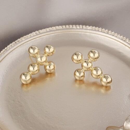 Gojomem Back Hanging Gold Bean Earrings For Woman 2021 Korean Fashion Jewelry Unique Design Accessories for Party Girls