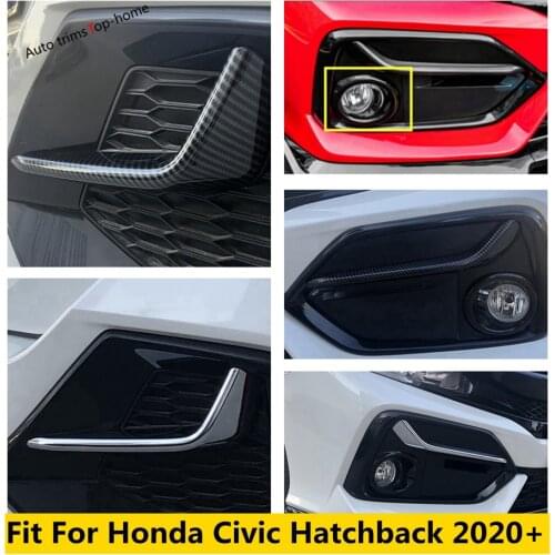 Front Rear Bumper Fog Lights Lamps Eyelid Eyebrow Stripes Circle Cover Trim ABS Exterior Kit For Honda Civic Hatchback 2020 2021