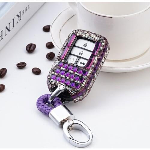 Luxury Diamond Crystal Car Key Case Cover For Honda Hrv Civic 2017 Accord 2003-2007 Crv Freed Pilot Auto Key Shell Accessories