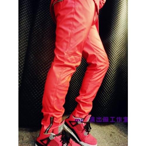 S-3xl ! 2020 Mew Mens Fashion Right Zhi-long Gd Coup D E Tat Same Paragraph Stage Leather Pants Plus Size Trousers Costumes