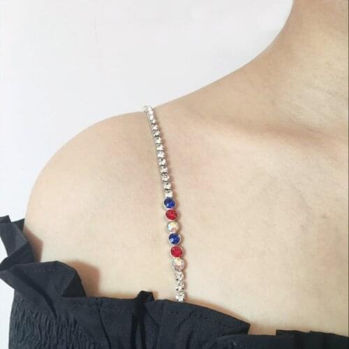 Rhinestone Bra Straps Women Intimate Colorful Diamond Bra Accessories Decorative Shoulder Jewelry Underwear Belt Replacement
