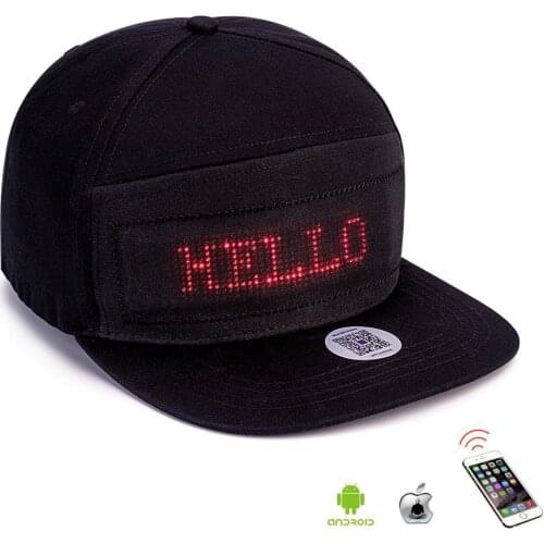 LED Smart Cap Mobile Phone APP Controlled Display Screen LED Hat Bluetooth Rechargeable LED Cool Hat for Party Club