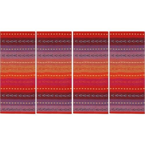 Woven Cotton Placemat, Anti-Slip Heat Insulation Washable Fabric Kitchen Dinner Table Mats Set Of 4-18X12inch (Red)-ABUX
