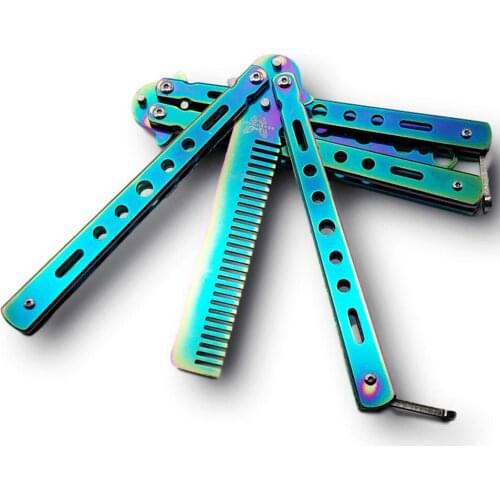 Training Folding Knife Outdoor Camping Practice Comb Stainless Steel Folding Multi-tool Ractice Butterfly In Knife Trainer