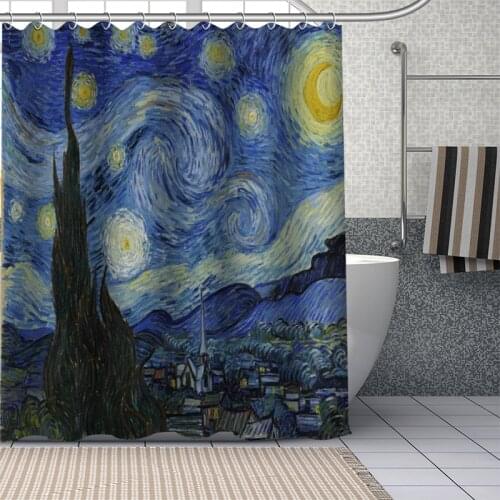 Custom van gogh starry night Shower Curtain Waterproof Bathroom Curtain Fabric Shower Sets Drop Shipping 1pc custom