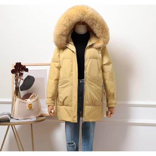 SEDUTMO Winter Long Duck Down Jackets Women Fur Hooded Tunic Coat Autumn Pocket Oversize Thick Warm Casual Jacket ED1240