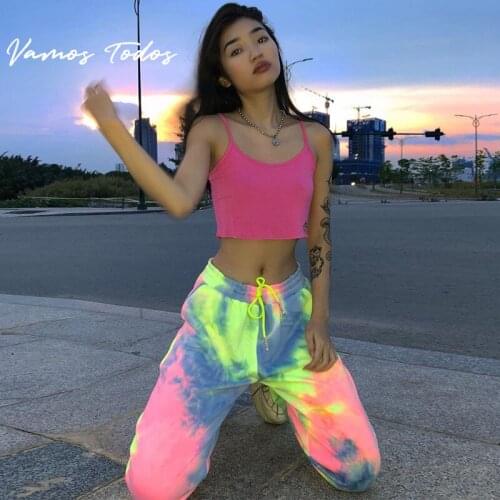 Tie Dye Womens Pants Korean Fashion Casual Pants Women Drawstring Pants for Women Y2k Trousers High Waisted Trousers Vamos Todo