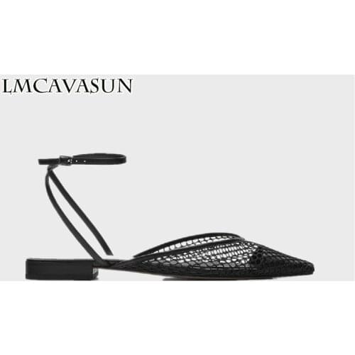 LMCAVASUN Womens shoes 2020 new Flat toe cap mules Single shoe with elegant pointed toe sandals