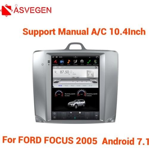 10.4" Tesla Style PX3 Android 7.1 Car Multimedia Player For Ford Focus 2005- Manual A/C Auto Car Stereo Video GPS Navi Player