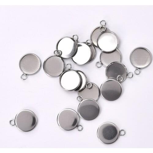 50pcs/Lot 8mm 10mm 12mm Round Stainless Steel Pendant Cabochon Setting Bezel Jewelry Making Component Base