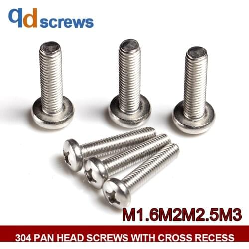 316 M1.6M2M2.5M3 Pan head screws with cross recess cross head phillips round screw GB818 DIN7985 ISO 7045