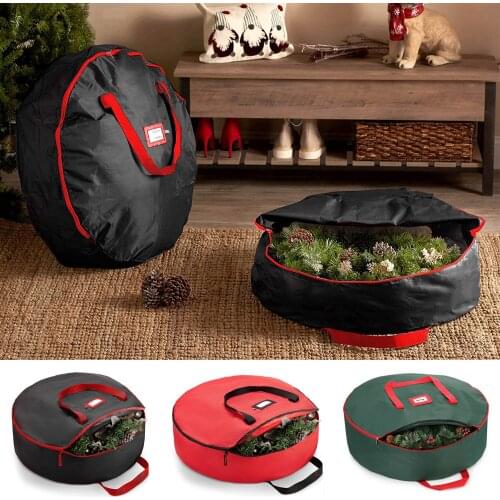 600D Oxford Fabric Christmas Wreath Storage Bag with Handle Zipper Multicolor Artificial Wreath Storage Bag Holiday Bag