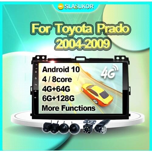 6G+128G For Toyota Land Cruiser Prado 120 2004-2009 Auto Video Car Radio Multimedia Navigation GPS Player DVD No 2din 2 din Free
