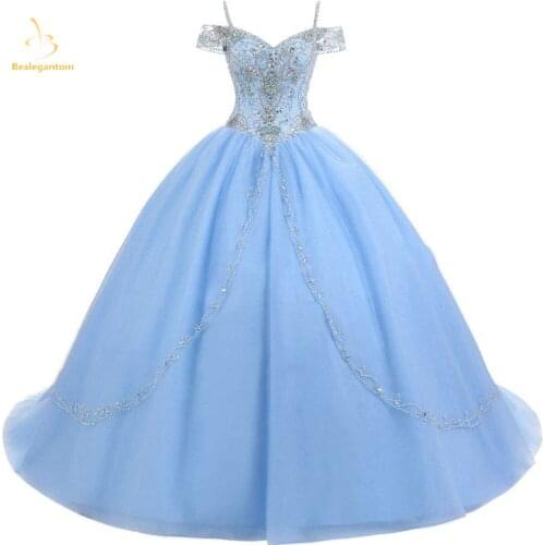 Bealegantom Light Blue Quinceanera Dresses 2021 Ball Gown Sweetheart Beaded Sweet 16 Dress Debutante Vestidos De 15 Anos QA1599