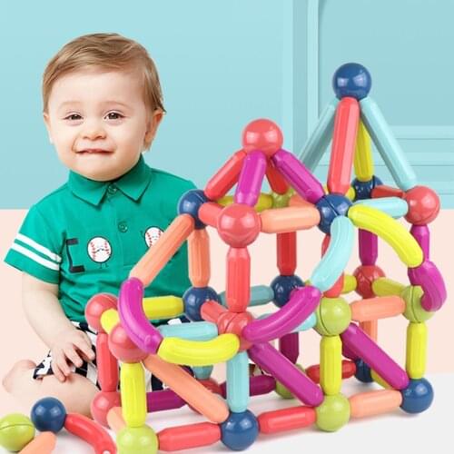 Large Magnetic Sticks construction set Building Blocks Set Kids Educational Toys For Children Magnetic Toy Bricks balls for chil