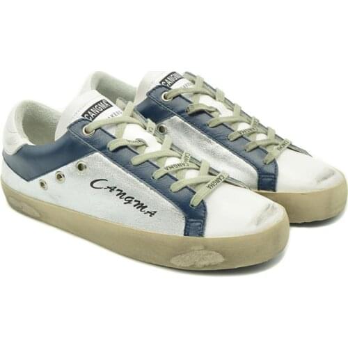 CANGMA Luxury Brand Women Designer Shoes Silver Patent Leather Sneakers Flats Retro Leisure Shoes Adult Female Vintage Shoe