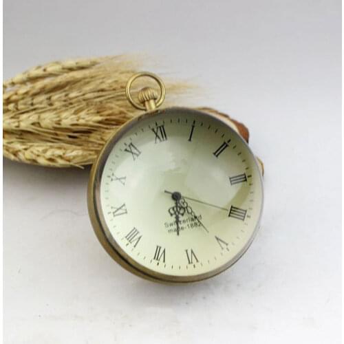 Retro clock 5cm brass glass ball mechanical ancient Roman table decoration ornaments
