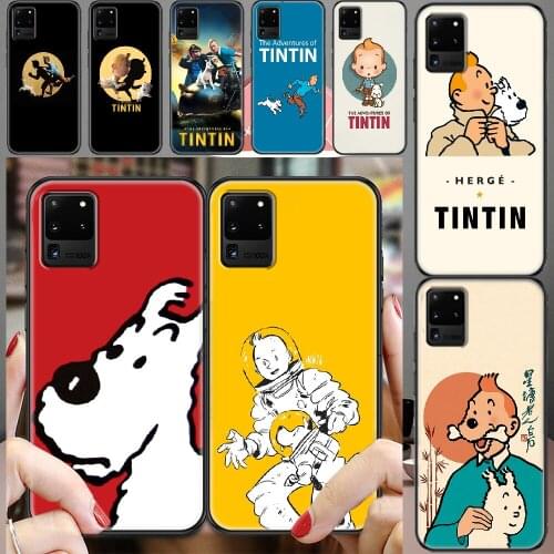 The Les Adventures de Tintin et Milou Phone case For Samsung Galaxy Note 4 8 9 10 20 S8 S9 S10 S10E S20 Plus UITRA Ultra black