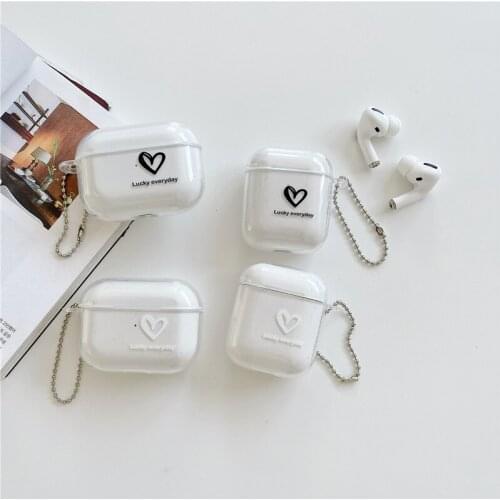 FOXSISTVR Love Heart Print Case for Apple Airpods 2 1 Cover Cute Soft Clear Case for Airpod Earphone Capa for Airpods Pro Box