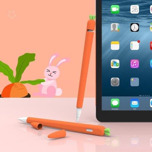 Soft Silicone Carrot Grip Case Holder Nib Cover for Apple Pencil 1/2 Touch Pen Cartoon Carrot Design Pencil Cover perfect gifts