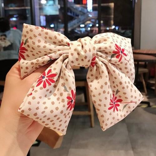 Floral Hair Clips Chiffon Bowknot Girl Barrettes Summer Children Hairrgrips Print Lovely Hairpins Accessories Photo Props