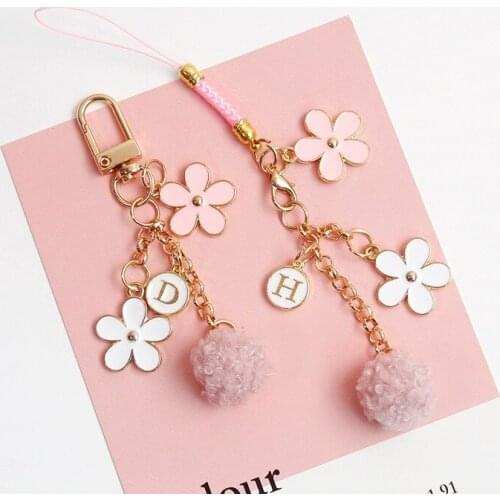 Flower Sakura Phone Accessory Bag Pendant Good Luck Fortune Wealth Charm Couple Gift Kawaii Keychain Women Gift
