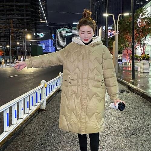 ISENMAL 2021 Lady Long Loose Hooded Parka Winter Women Jacket Casual Thick Gloosy Parka Coat Student Female Fashion Jacket