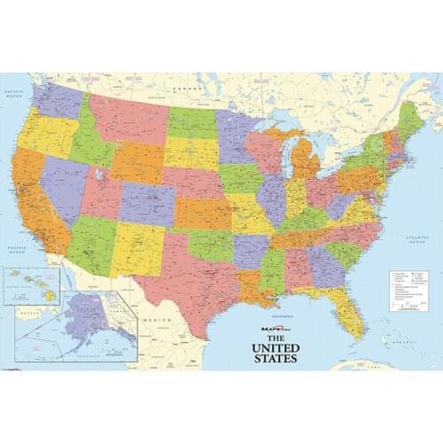 World Wall Map 150x100cm Non-woven Map of The World with Details United States Posters and Prints for Beginner and Education