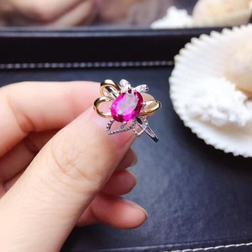 Natural pink topaz gem ring 925 Silver natural gemstone ring Fashion Luxurious Flower Sun flower woman Birthday Gift jewelry