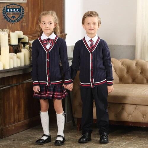 Kids School Uniform 3pcs Trousers Sweaters Shirt School Wear Girls British Style Kindergarten Suit Primary Class Uniform D-0508
