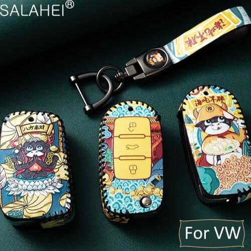 Leather New Car Key Case Cover For VW Golf Bora Jetta POLO GOLF Passat For Skoda Octavia A5 Fabia For SEAT Ibiza Leon Keychain